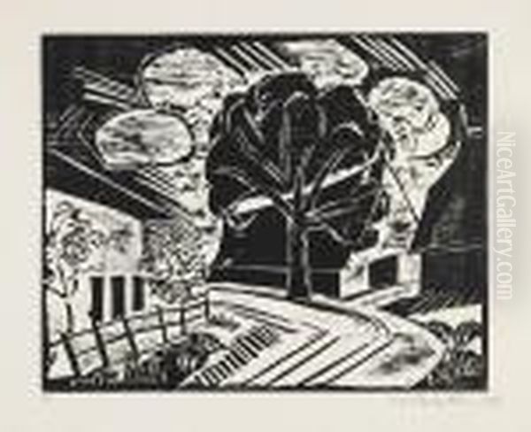 Am Dorfeingang Oil Painting by Hermann Max Pechstein