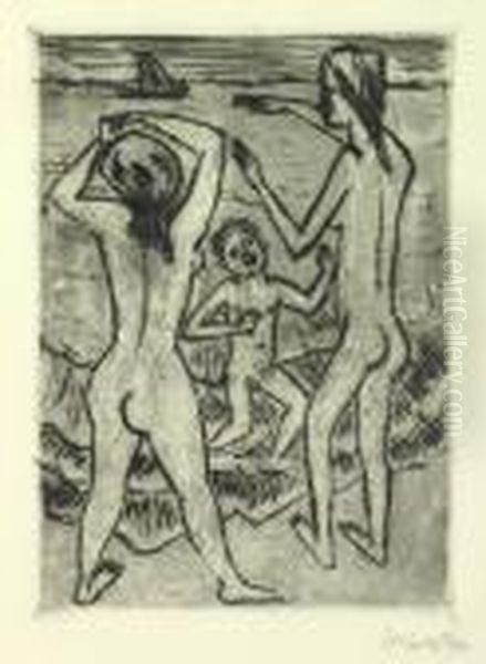 Am Strand Oil Painting by Hermann Max Pechstein