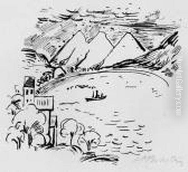 Reisebilder 2 (luganer See) Oil Painting by Hermann Max Pechstein
