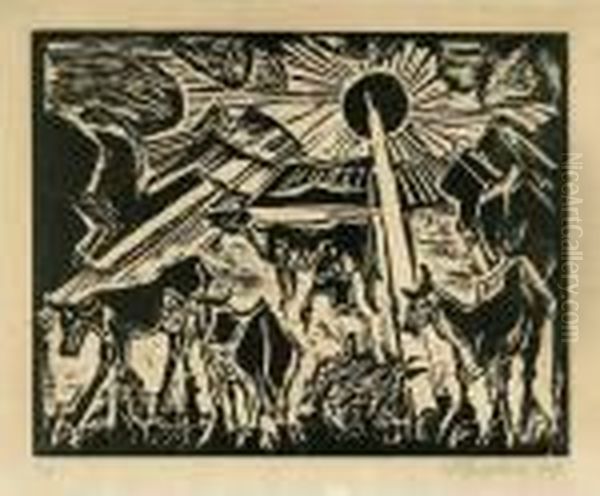 Iii Der Abend Oil Painting by Hermann Max Pechstein