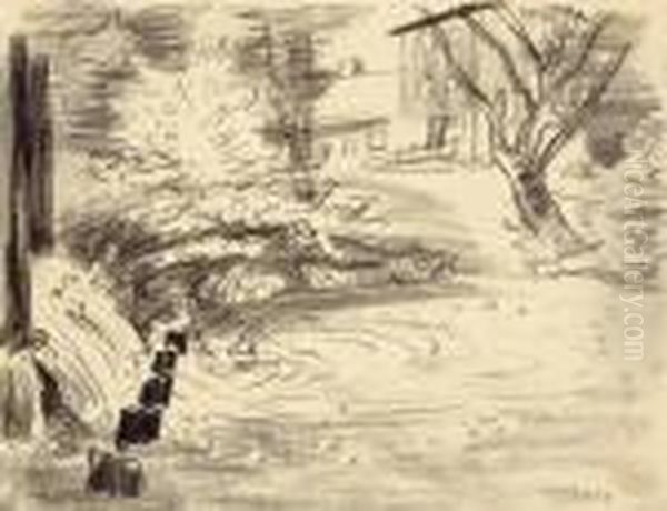 Hauser Am Wehr Oil Painting by Hermann Max Pechstein
