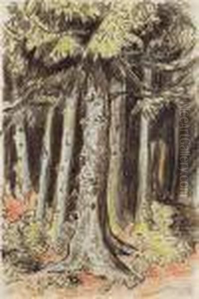 Wald Oil Painting by Hermann Max Pechstein