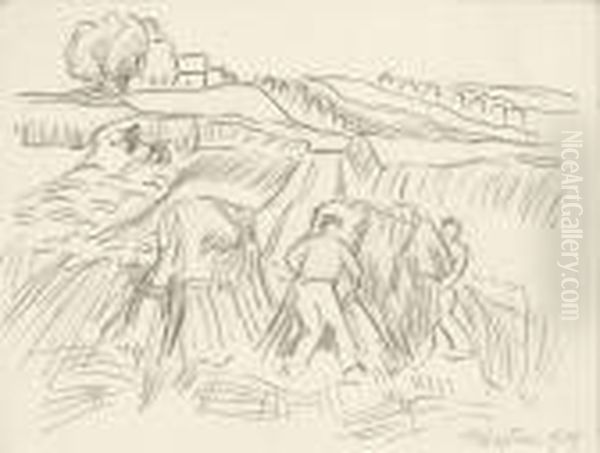 Bei Der Ernte Oil Painting by Hermann Max Pechstein