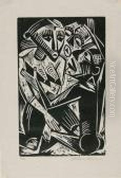 Weib Vom Mann Begehrt. 1919 Oil Painting by Hermann Max Pechstein