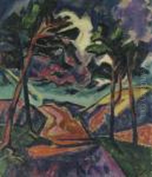 Blitz In Dunen Oil Painting by Hermann Max Pechstein