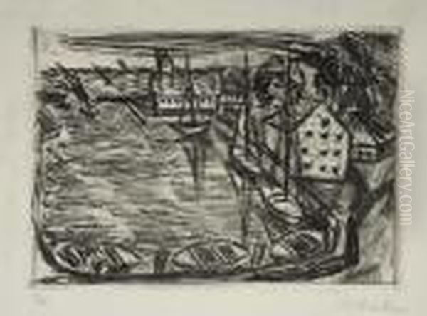 Hafen Fehmarn Oil Painting by Hermann Max Pechstein