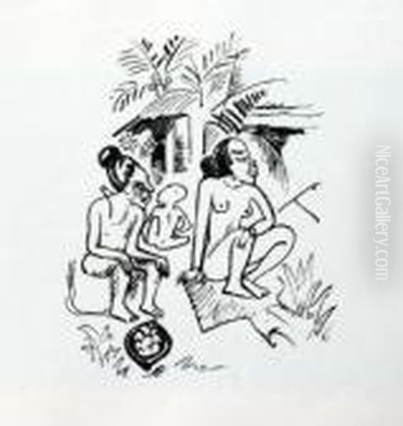 Onhe Titel Oil Painting by Hermann Max Pechstein