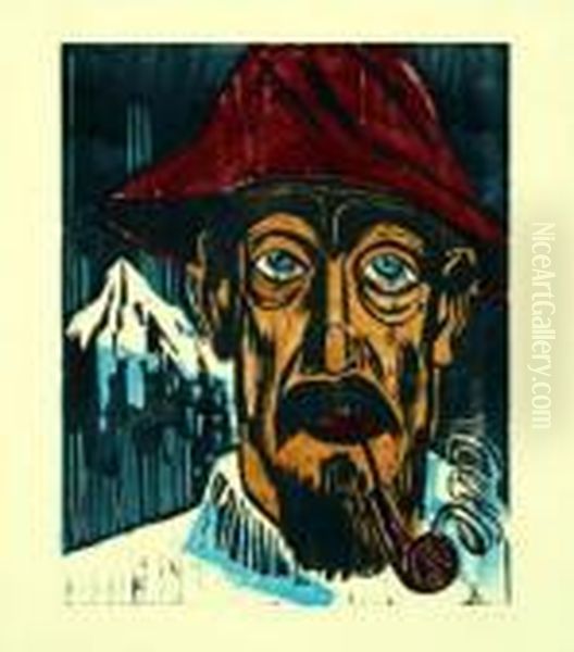 Rauchender Schweizer. 1923. Oil Painting by Hermann Max Pechstein