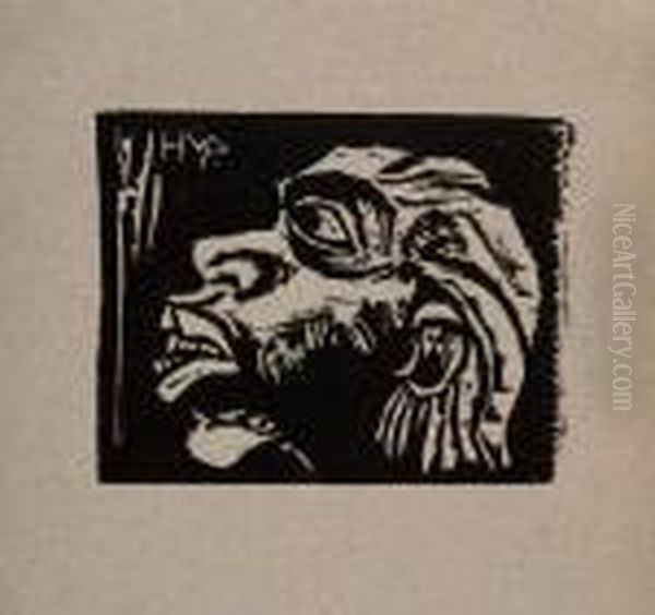 3 Bll.: Heilige Familie - Maske - Der Alte. Oil Painting by Hermann Max Pechstein