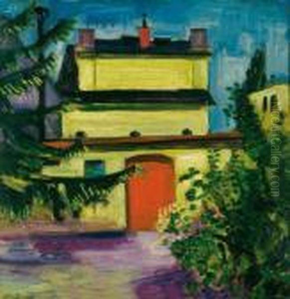 Das Gelbe Haus. Oil Painting by Hermann Max Pechstein