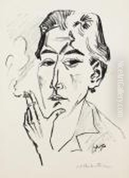 Rauchende Oil Painting by Hermann Max Pechstein
