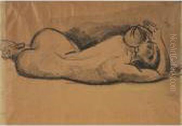 Reclining Nude Oil Painting by Hermann Max Pechstein