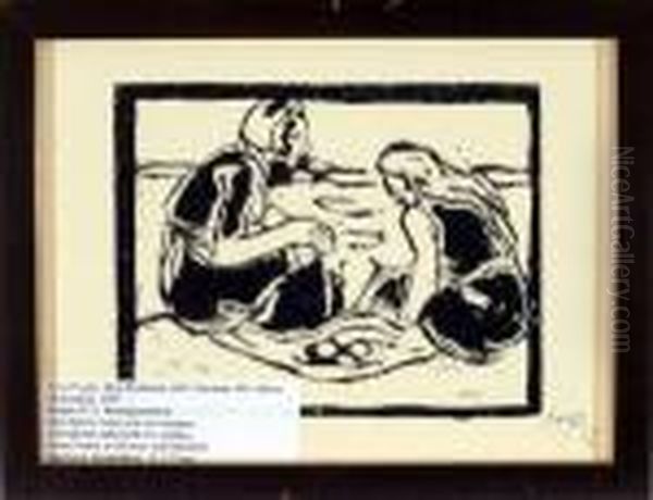 Zwei Madchen Am Strand Oil Painting by Hermann Max Pechstein