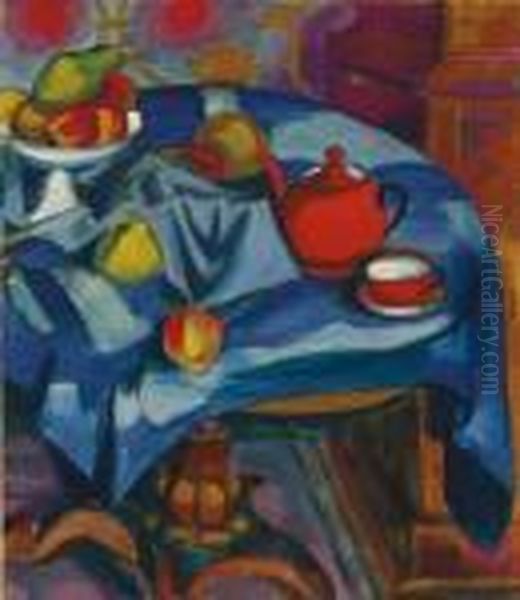 Das Rote Teeservice Oil Painting by Hermann Max Pechstein