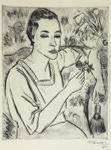 Frau Mit Blume - Portrait Lise Moller