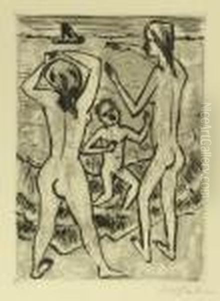 Am Strand Oil Painting by Hermann Max Pechstein