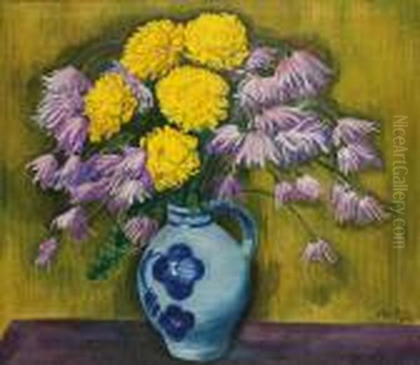 Chrysanthemen Oil Painting by Hermann Max Pechstein