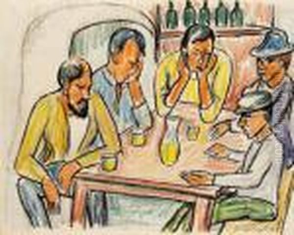 In Der Kneipe Oil Painting by Hermann Max Pechstein