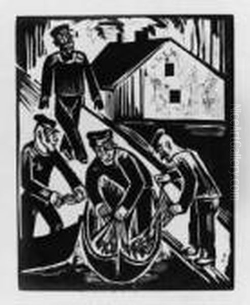 Fischer Mit Fang Im Netz Oil Painting by Hermann Max Pechstein