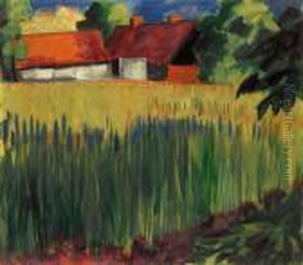 Kornfeld Oil Painting by Hermann Max Pechstein