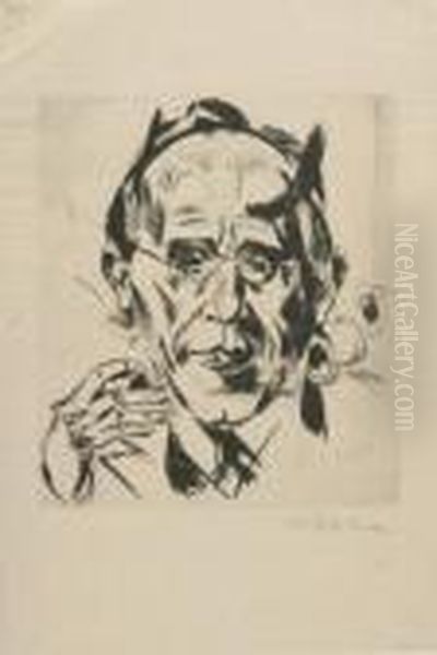 Bildnis Dr. Paul Fechter (rauchend). Oil Painting by Hermann Max Pechstein