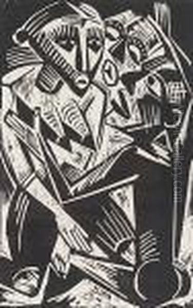 Weib Vom Manne Begehrt Oil Painting by Hermann Max Pechstein