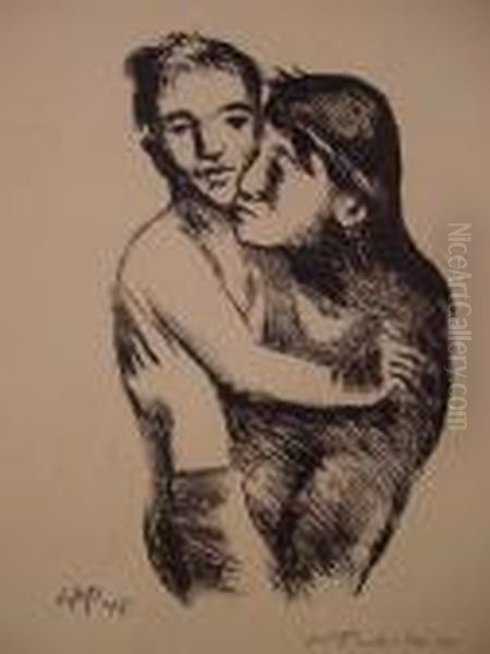 Mutter Und Sohn Oil Painting by Hermann Max Pechstein