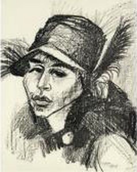 Bildnis Einer Frau (portrait Of A Woman) Oil Painting by Hermann Max Pechstein