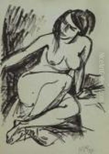 Sitzender Weiblicher Akt Oil Painting by Hermann Max Pechstein