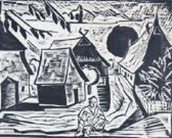 Ein Dorf (the Village) Oil Painting by Hermann Max Pechstein