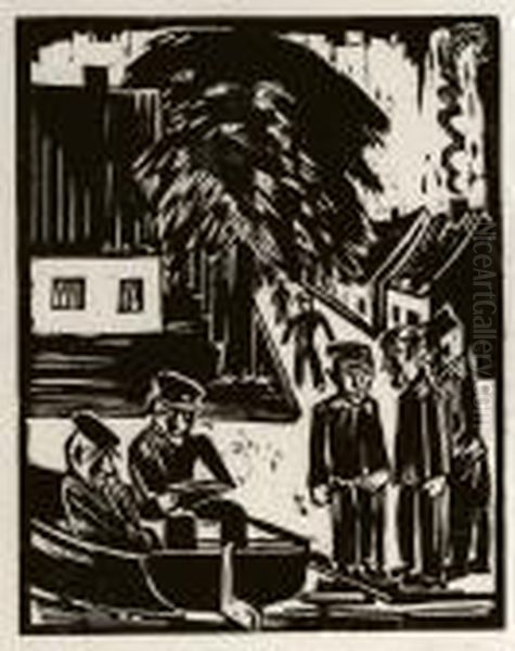 Fischer Am Ufer Oil Painting by Hermann Max Pechstein