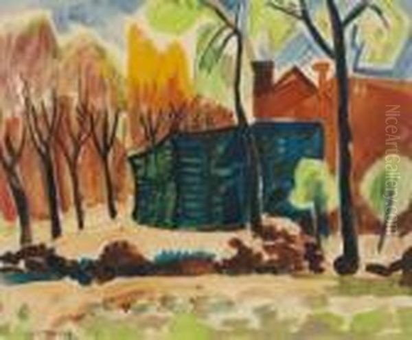 Herbstlandschaft (dorfrand) Oil Painting by Hermann Max Pechstein