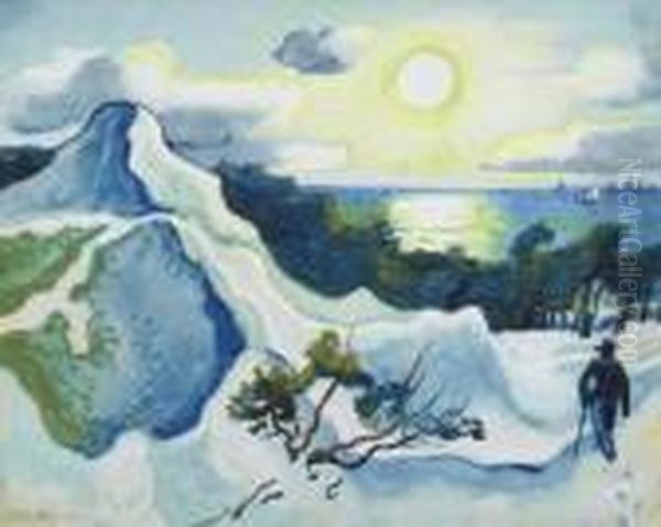 Wanderer In Den Dunen. 1933. (walker In The Dunes) Oil Painting by Hermann Max Pechstein