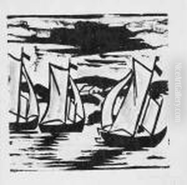 Segelboote Oil Painting by Hermann Max Pechstein