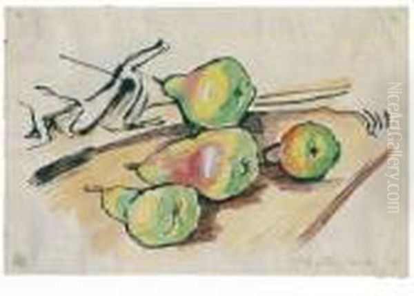 Vier Birnen Oil Painting by Hermann Max Pechstein
