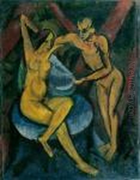 Unbekleidetes Liebespaar Oil Painting by Hermann Max Pechstein