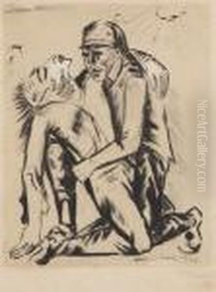Die Erste Hilfe. Oil Painting by Hermann Max Pechstein