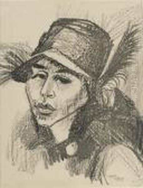 Frau Mit Hut Oil Painting by Hermann Max Pechstein