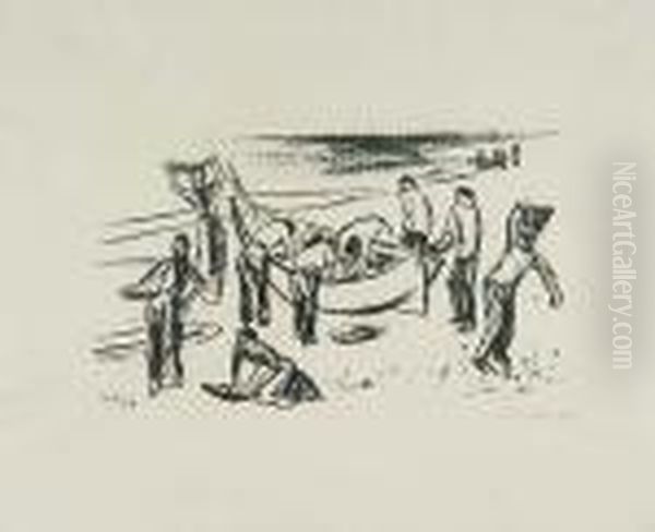 Nach Dem Fischfang (italienische Fischer Ix) Oil Painting by Hermann Max Pechstein