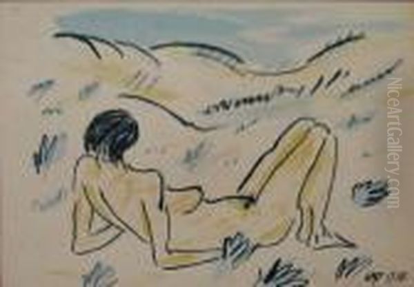 Madchenakt Oil Painting by Hermann Max Pechstein