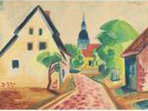 Die Dorfstrasse In Leba Mit Kirche
