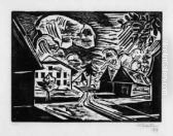 Dorfstrase Oil Painting by Hermann Max Pechstein