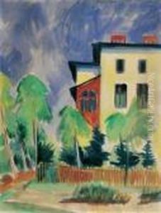 Gelbes Haus Mit Rotem Balkon