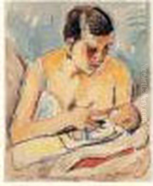 Stillende Mutter Oil Painting by Hermann Max Pechstein