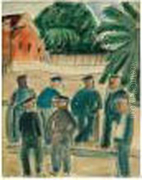 Fischer (fishermen) Oil Painting by Hermann Max Pechstein