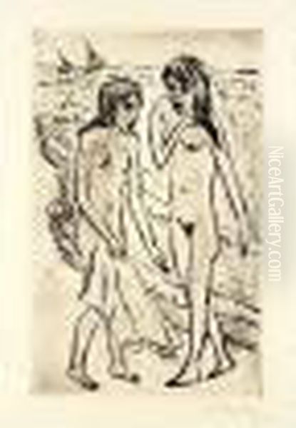 Nach Dem Bade (k. R135) Oil Painting by Hermann Max Pechstein