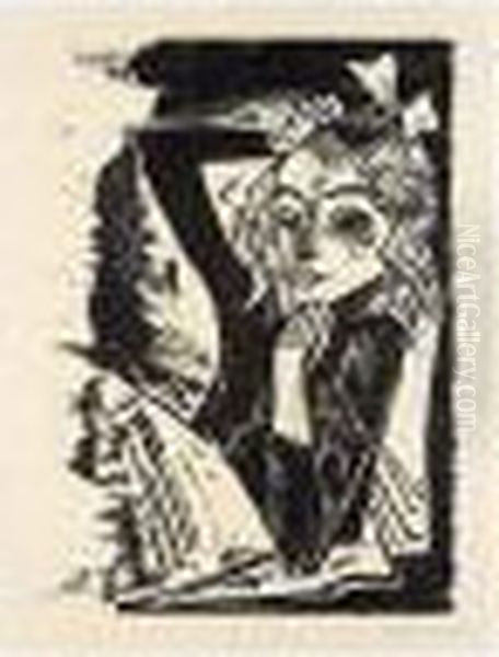 Kranke S Madchen (k. H211) Oil Painting by Hermann Max Pechstein
