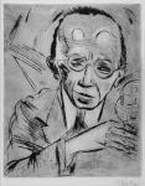 Der Kritiker (dr. Paul Fechter) Oil Painting by Hermann Max Pechstein