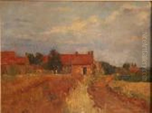 Descente Vers La Saone A Pouilly Oil Painting by Leonce Pelletier
