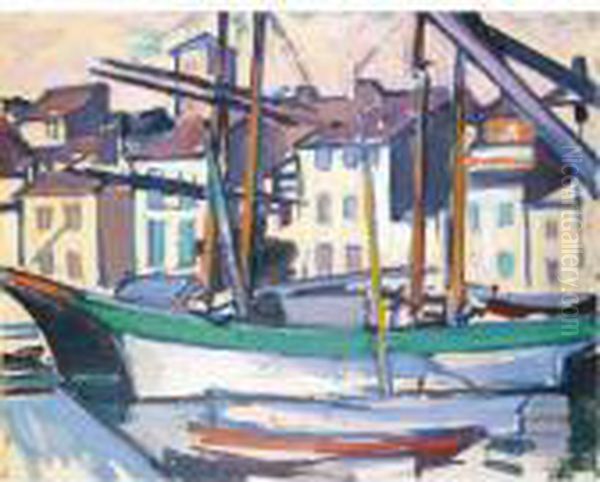 Cassis Harbour Oil Painting by Samuel John Peploe